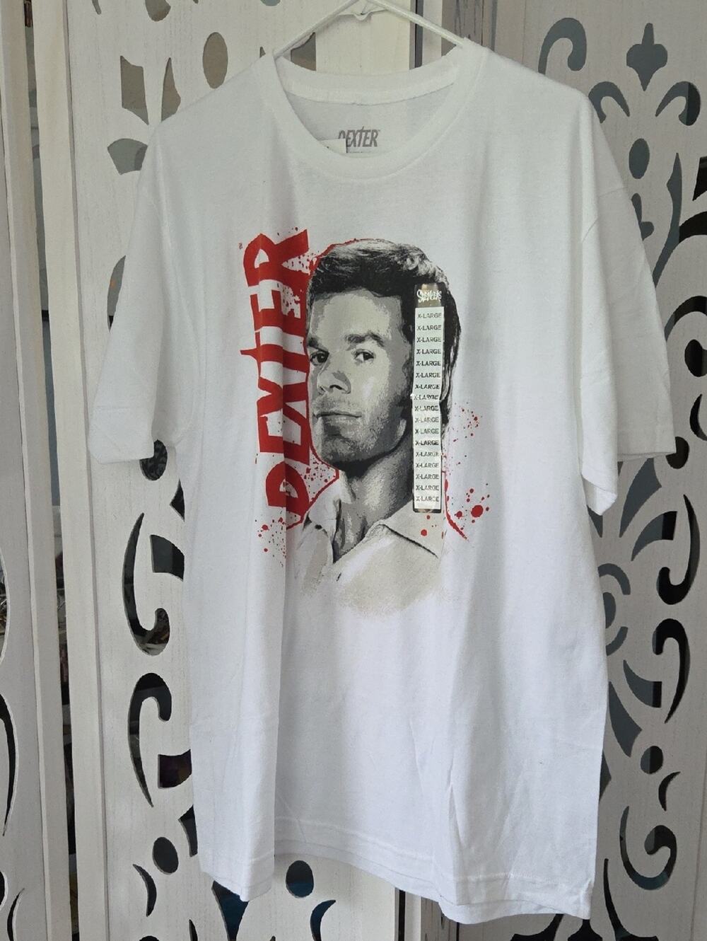 Dexter  TV Show Harry’s Code Graphic Tee Shirt XL White Double Sided  NWT